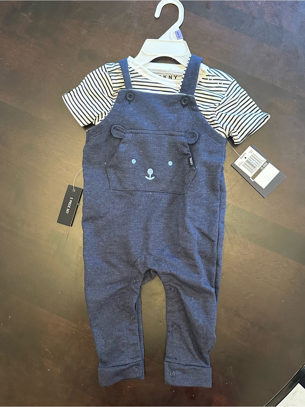 DKNY Navy Bear Overalls for Baby - Navy, 6-9 months